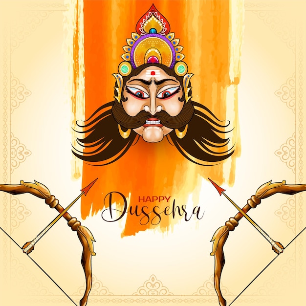 Free Vector happy dussehra indian festival cultural mythological background vector