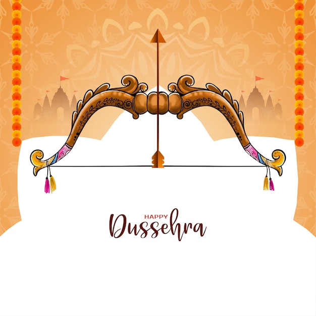 Happy Dussehra religious festival indian background design vector