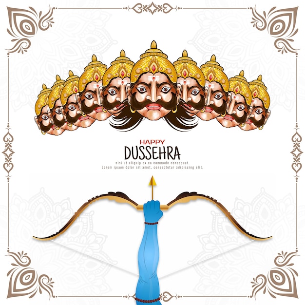 Free Vector happy dussehra religious indian traditional festival greeting card