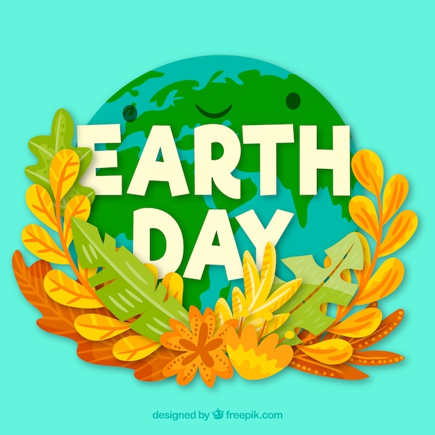 Free Vector happy earth day background with cute world