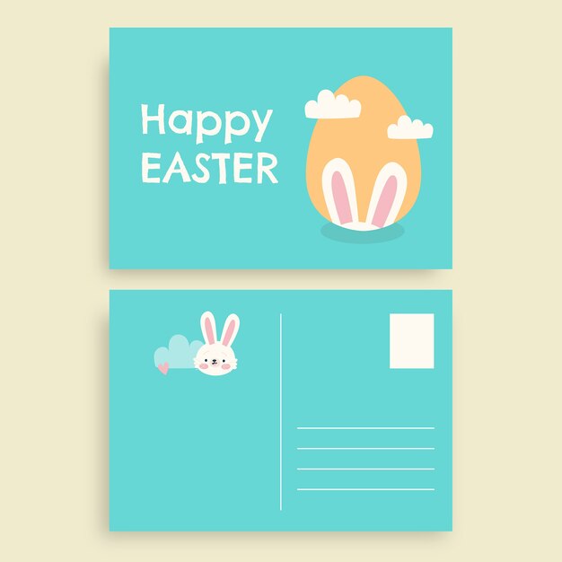 Happy easter bunny postcard template