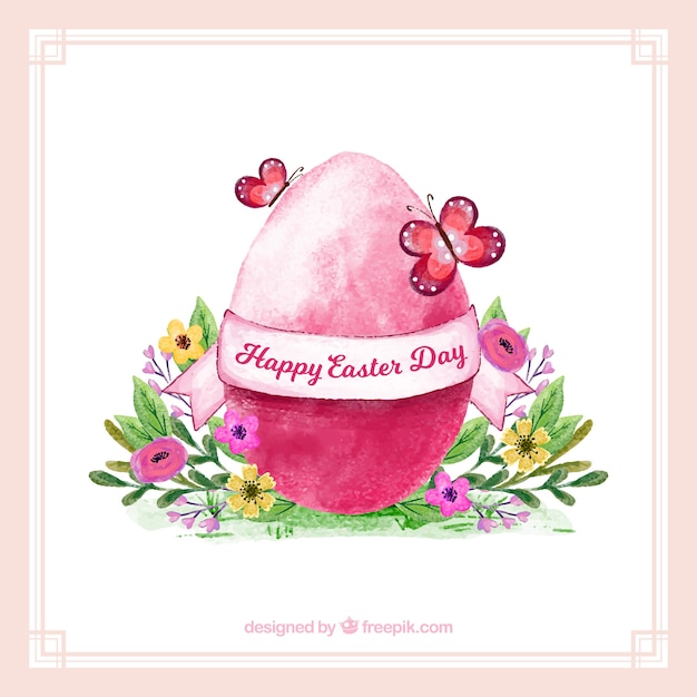 Free Vector happy easter day background in watercolor style