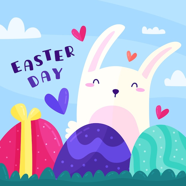 Happy easter day in flat design