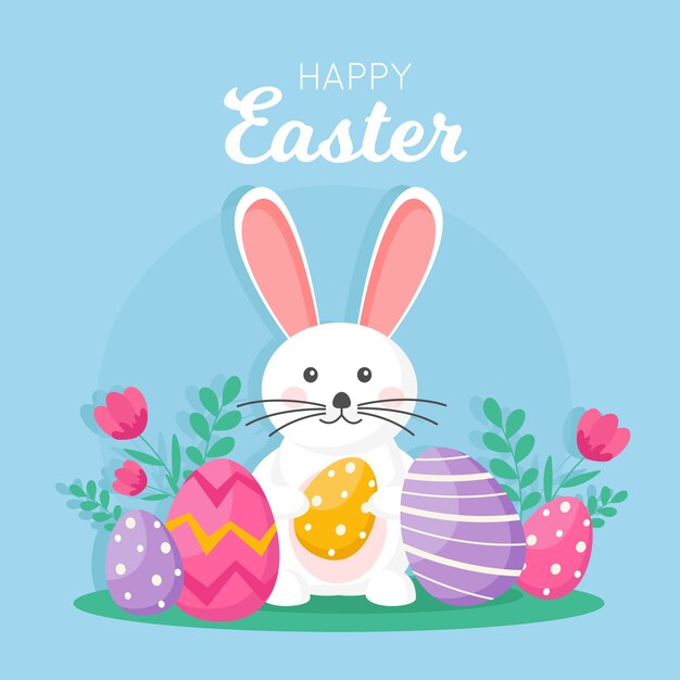 Happy easter day in flat design