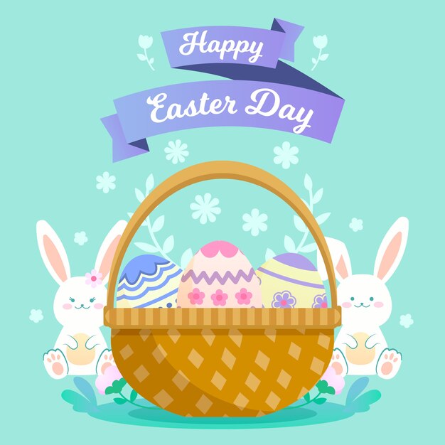 Happy easter day in flat design