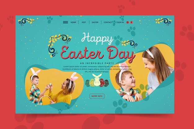 Happy easter day landing page template