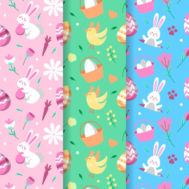 Happy easter day seamless pattern with with chicken and bunnies