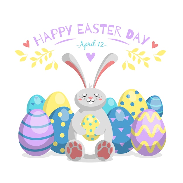 Happy easter day with cute bunny