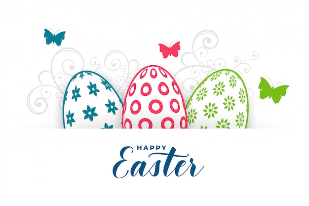 Happy easter fectival greeting with eggs and butterfly