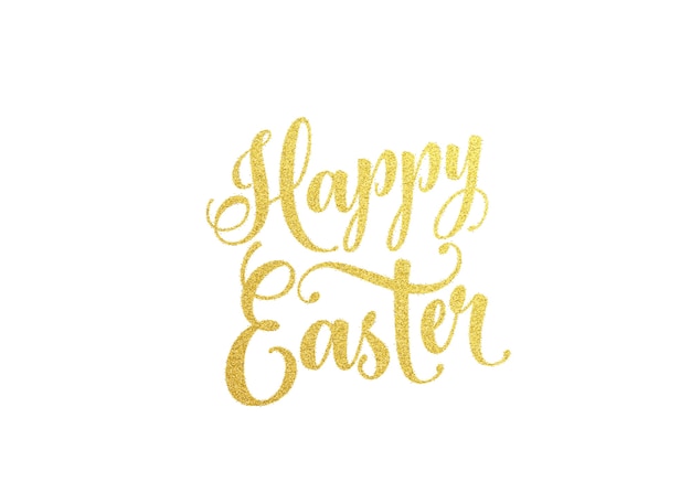 Happy Easter gold lettering text