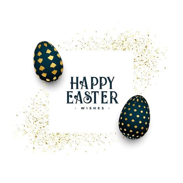 Free Vector happy easter golden eggs greeting with glitter