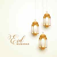 Free vector happy eid festival golden lamps