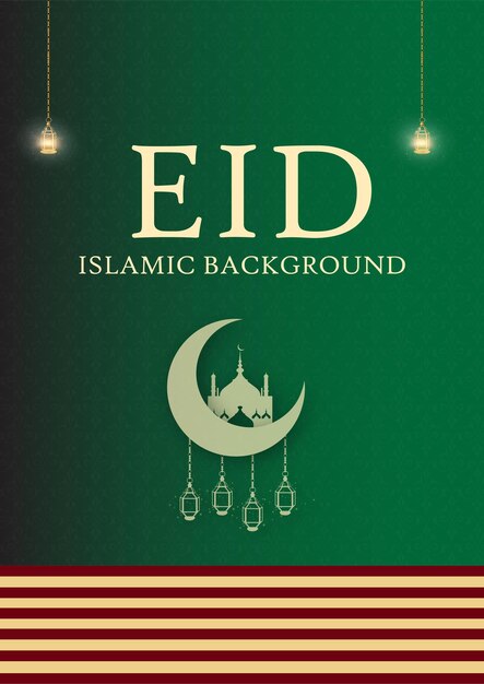 Happy Eid Greetings Green Red Background Islamic Social Media Banner Free Vector