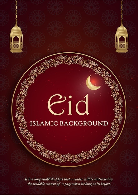 Happy Eid Greetings Maroon Golden Background Islamic Social Media Banner Free Vector