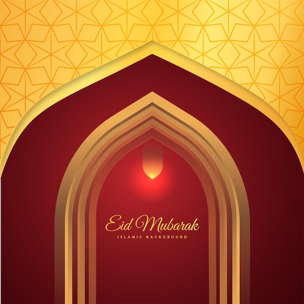 Free Vector happy eid greetings maroon golden background islamic social media banner