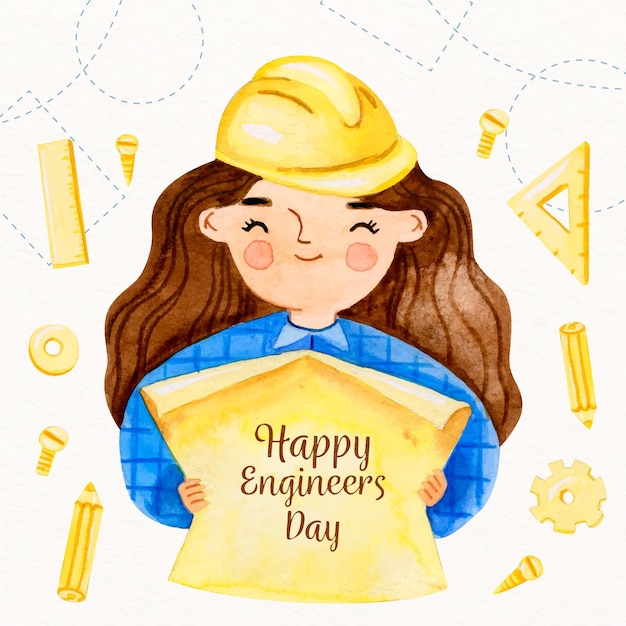 Free Vector happy engineers day concept