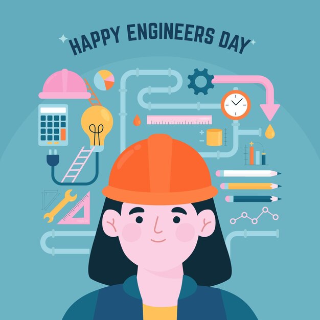 Happy engineers day greeting illustration