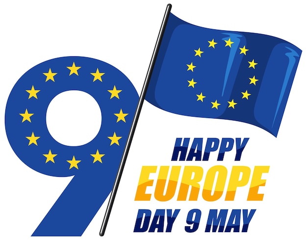 Free vector happy europe day vector design for banner or poster