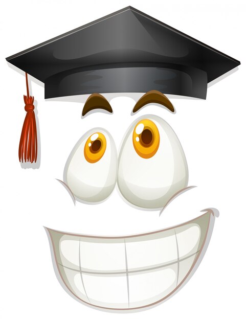 Happy face with graduation cap