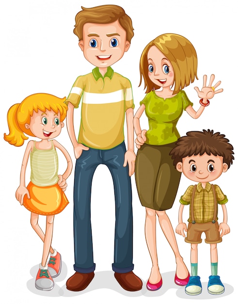 Free vector happy family character on white background