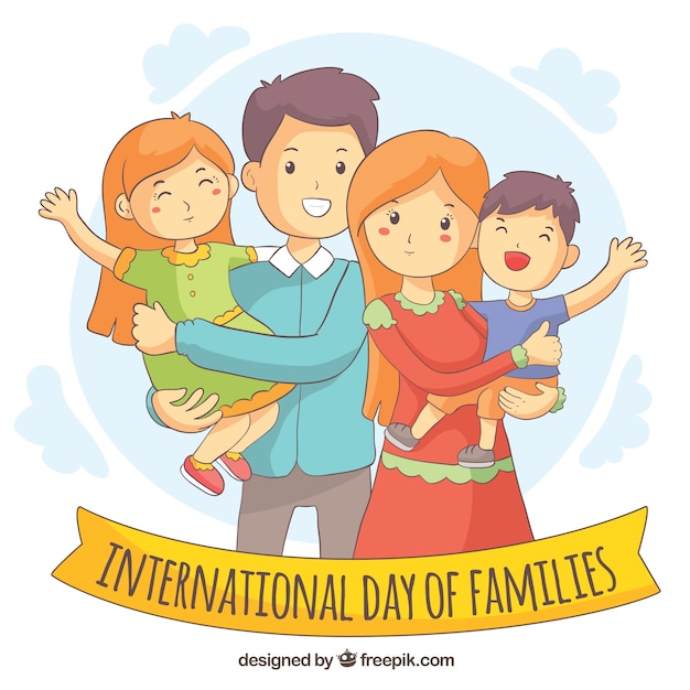 Happy family day in hand drawn style