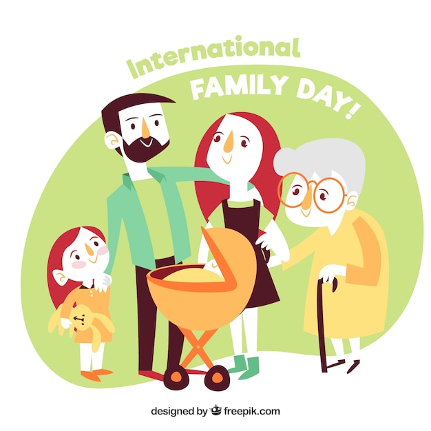 Happy family day in hand drawn style