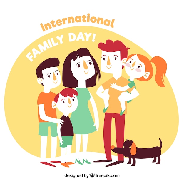 Happy family day in hand drawn style