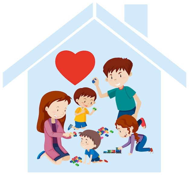 Free Vector happy family home icon