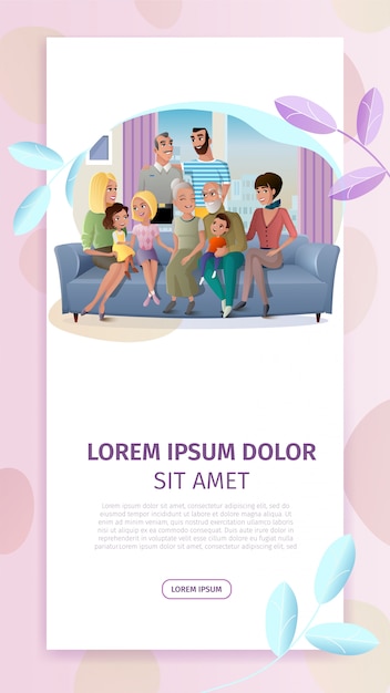 Happy Family Meeting Cartoon Vector Web Banner