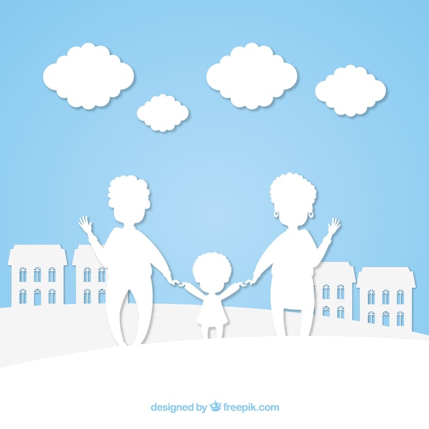 Free Vector happy family in paper art style