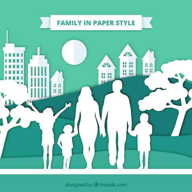 Free Vector happy family in paper art style