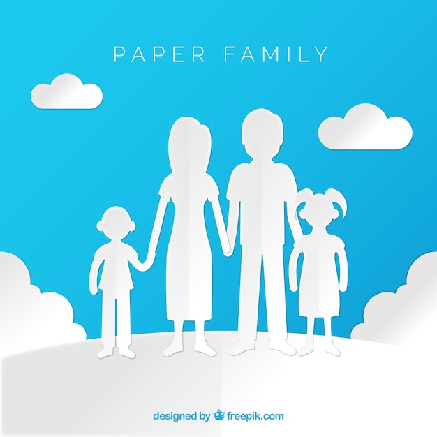 Happy family in paper art style