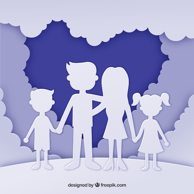 Happy family in paper art style