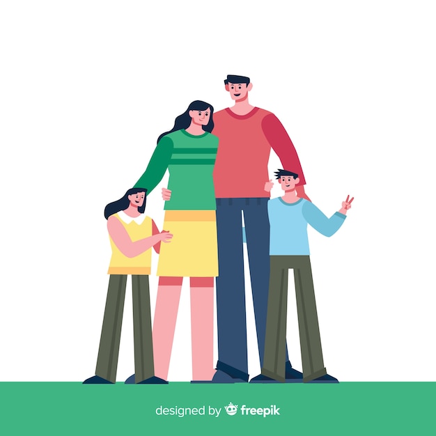 Happy family portrait, vectorized character design