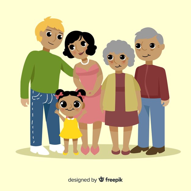 Happy family portrait, vectorized character design