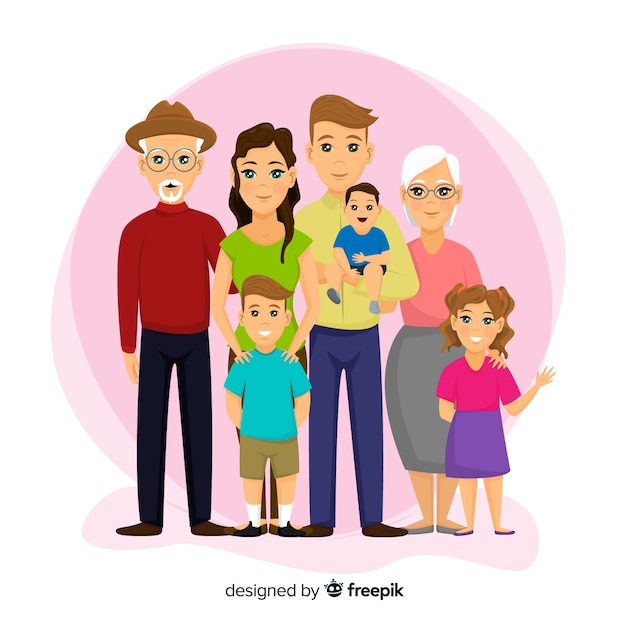 Happy family portrait, vectorized character design