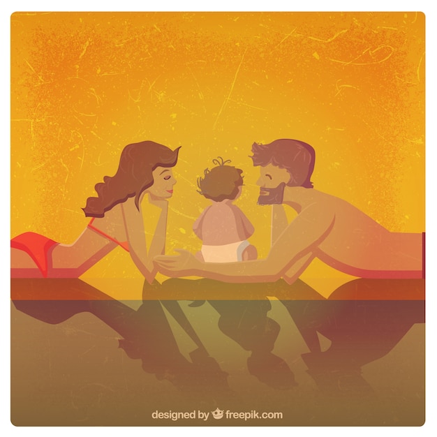 Free Vector happy family in summer