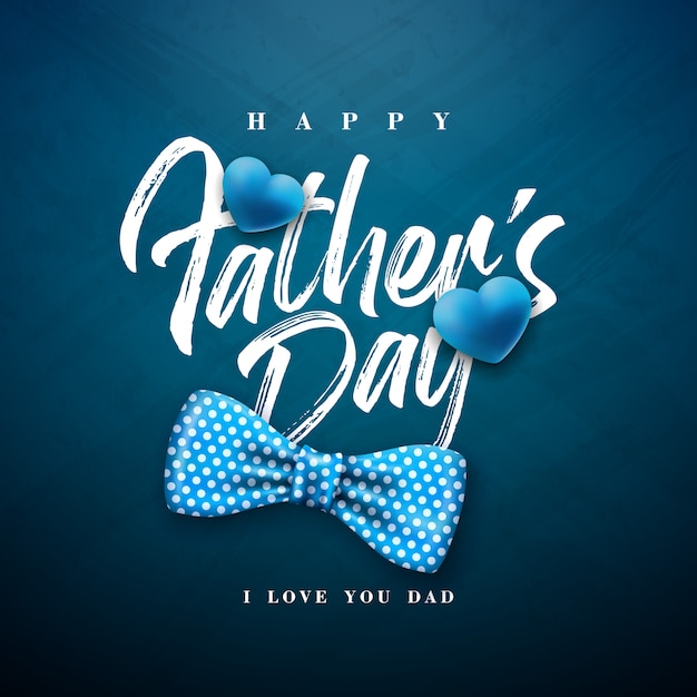 Free vector happy father's day greeting card design with dotted bow tie and typography letter