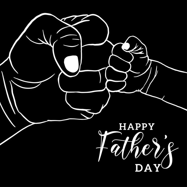 Happy Father's Day Greetings Black White Background Social Media Design Banner Free Vector