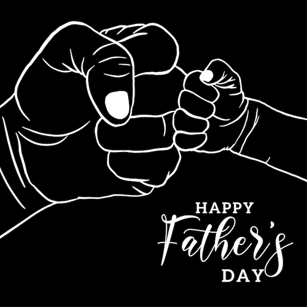 Happy Father's Day Greetings Black White Background Social Media Design Banner Free Vector