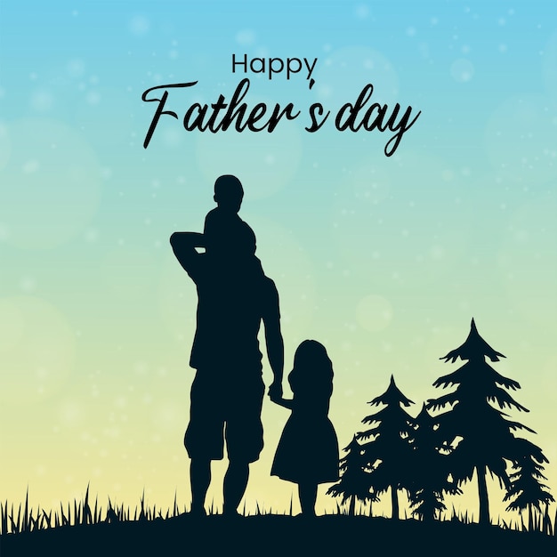 Happy Father's Day Greetings Blue Black Yellow Background Social Media Design Banner Free Vector