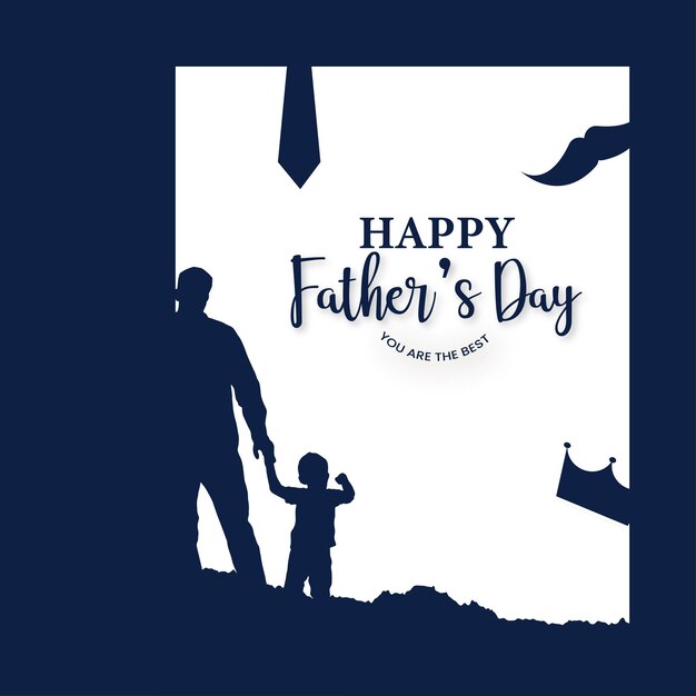 Happy Father's Day Greetings Blue White Background Social Media Design Banner Free Vector