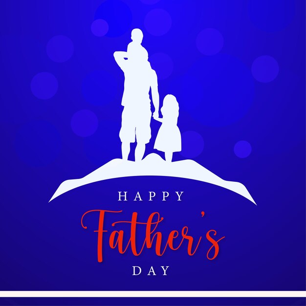 Happy Father's Day Greetings Blue White Background Social Media Design Banner Free Vector