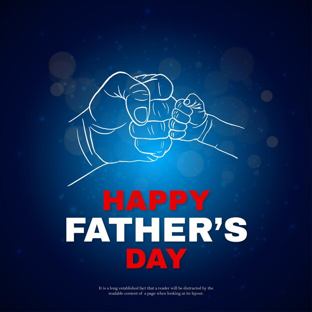 Happy Father's Day Greetings Blue White Red Background Social Media Design Banner Free Vector