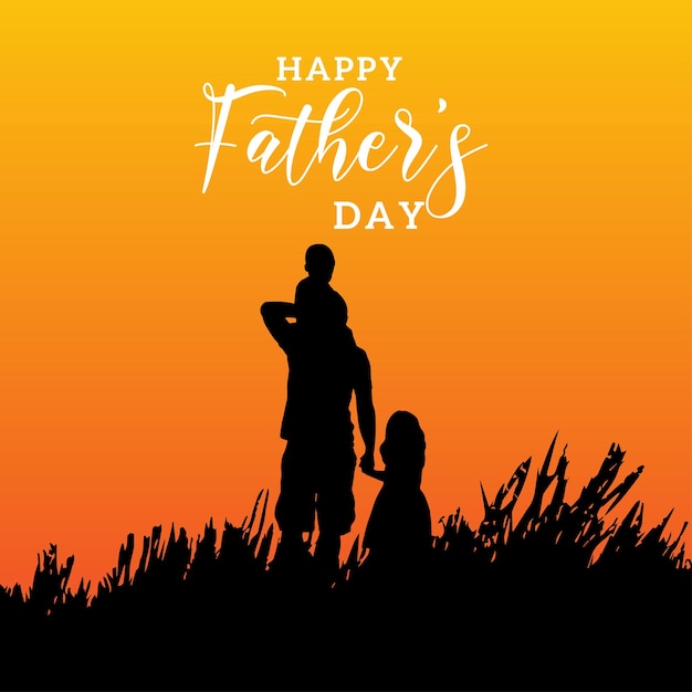 Happy Father's Day Greetings Orange Black Background Social Media Design Banner Free Vector