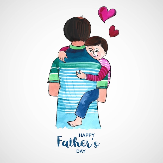 Free Vector happy father's day with dad and children background