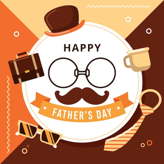 Happy father's day with mustache and glasses