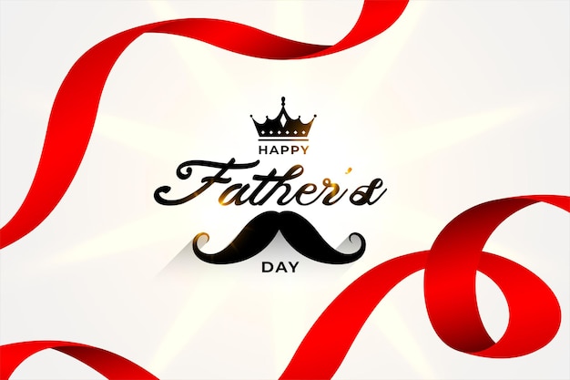 Happy fathers day beautiful  greeting card with red ribbons