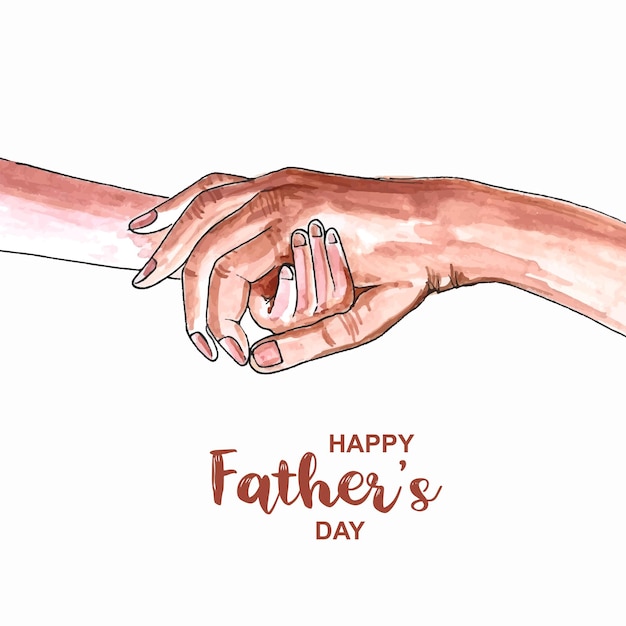 Free vector happy fathers day the parent holds the hand of a small child watercolor design