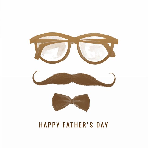 Happy fathers day spectacles and mustache on bow card background